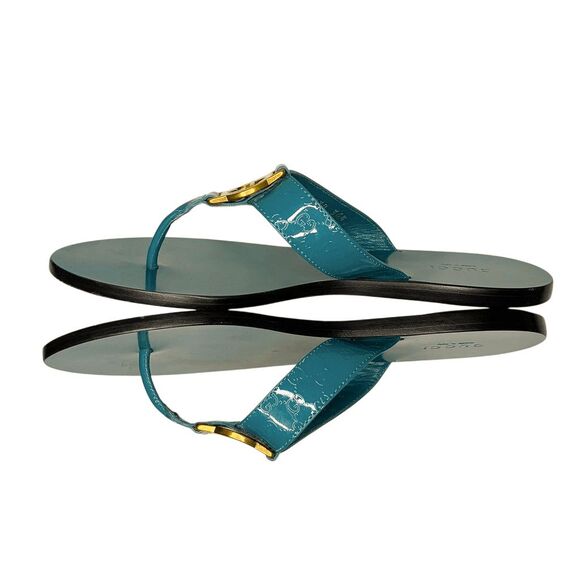 Gucci Microguccissima Patent Leather Interlocking GG Thong Sandals EU 36.5 Blue - Picture 7 of 13
